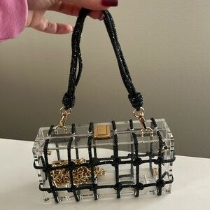 Black rhinestone / clear bag